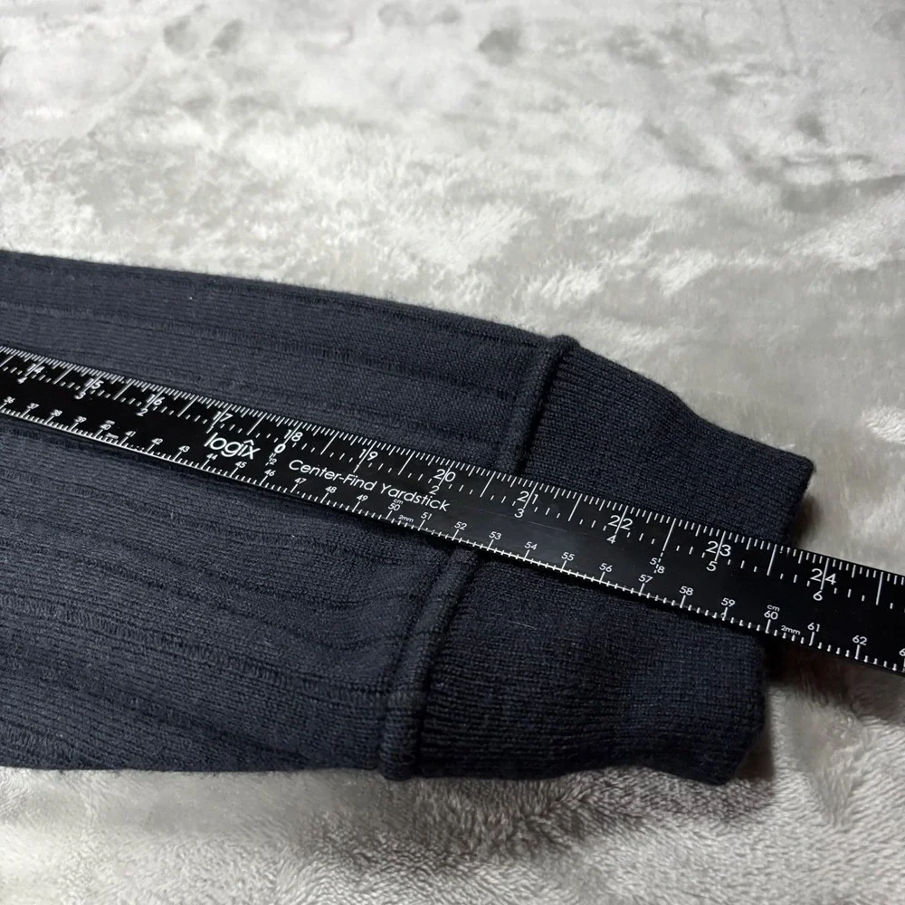 Orvis Mens Navy Blue Wool Blend Ribbed 1/4 Zip Sweater Leather Patches XL 9K3G